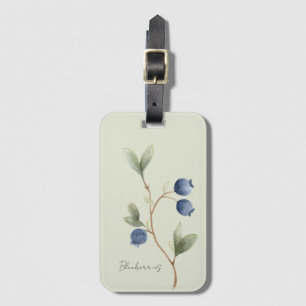 Blue Blueberries Fruit Butterfly Luggage Tag
