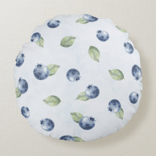 Blue Blueberries Fruit Round Cushion
