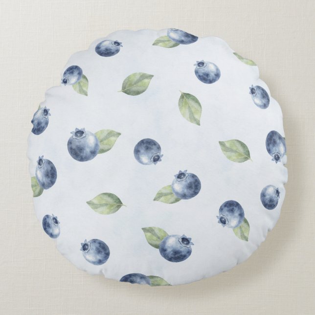 Blue Blueberries Fruit   Round Cushion (Front)