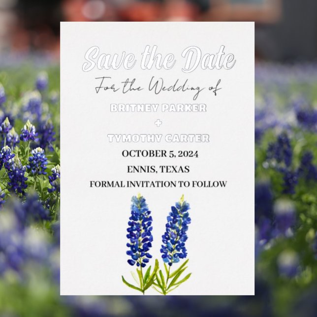 Blue Bluebonnets Floral Photo QR Code Wedding (Creator Uploaded)