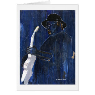 Blue Blues Guitar player painting acrylic