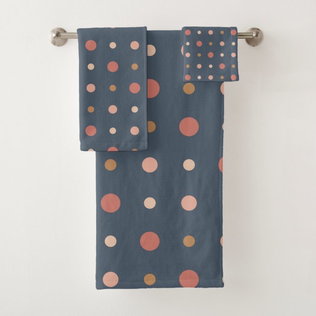 Blue, blush and gold dots bath towel set (Insitu)