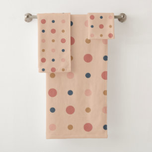 Blue, blush and gold dots bath towel set