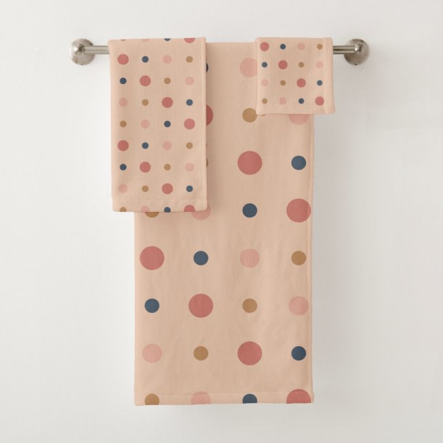 Blue, blush and gold dots bath towel set (Insitu)