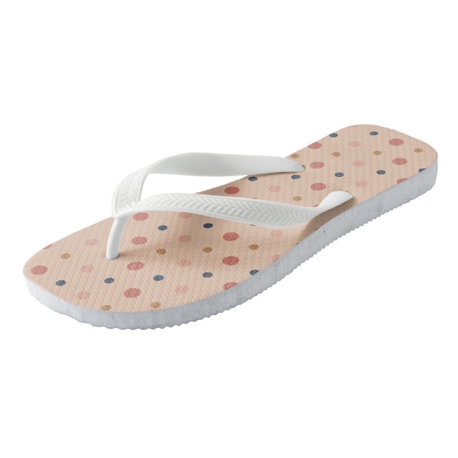 Blue, blush and gold dots jandals (Angled)