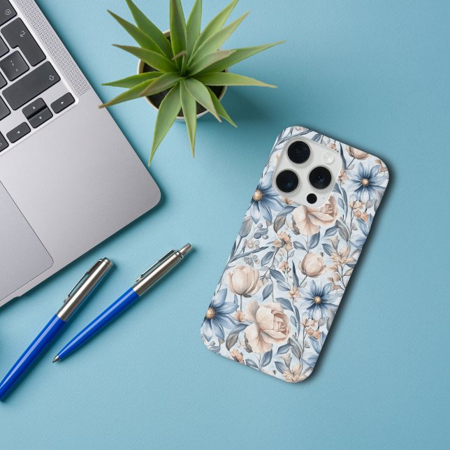 Blue & Blush Botanical Watercolor iPhone Case (Creator Uploaded)