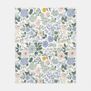 Blue Blush Cottagecore Wildflower Fleece Blanket