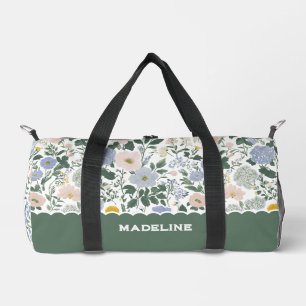 Blue Blush Cottagecore Wildflower Name Duffle Bag