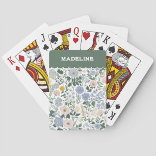Blue Blush Cottagecore Wildflower Name Playing Cards