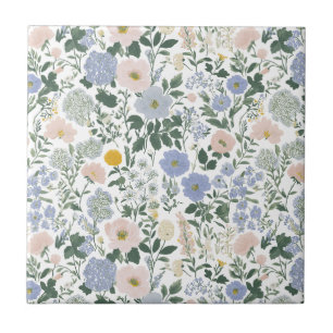 Blue Blush Cottagecore Wildflower Tile