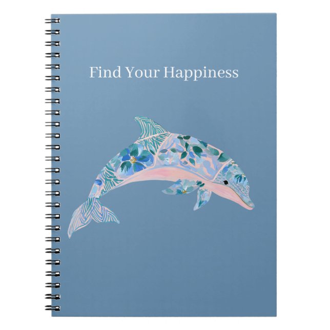 Blue Blush Floral Dolphin Notebook (Front)