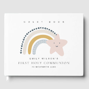BLUE BLUSH RAINBOW STAR KIDS FIRST HOLY COMMUNION GUEST BOOK
