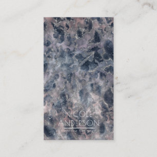 Blue & Blush Rose Pink Abstract Watercolor Stain Business Card