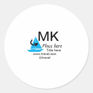 Blue boat black arrow travel agent blog website t classic round sticker