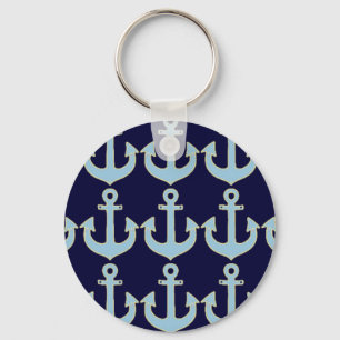 blue boat nautical anchor pattern key ring