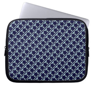 blue boat nautical anchor pattern laptop sleeve