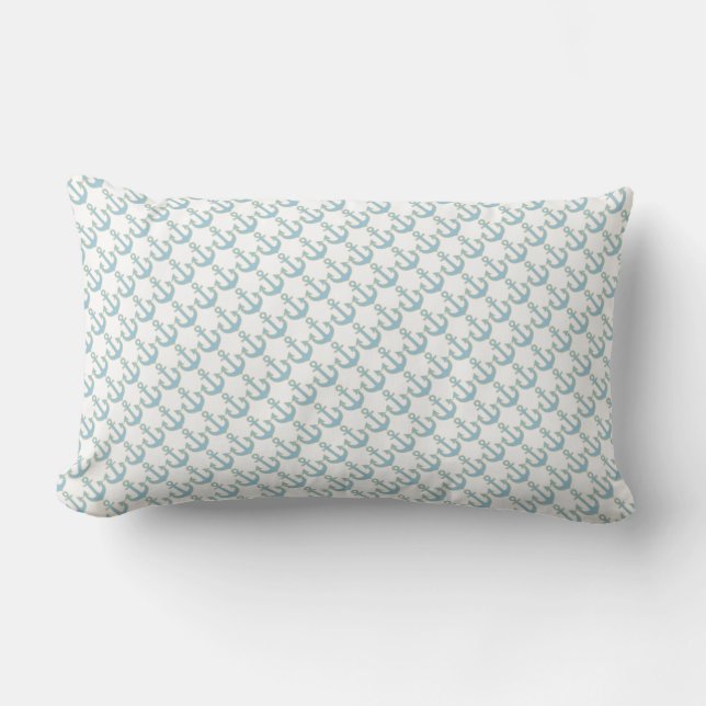 blue boat nautical anchor pattern lumbar cushion (Front)
