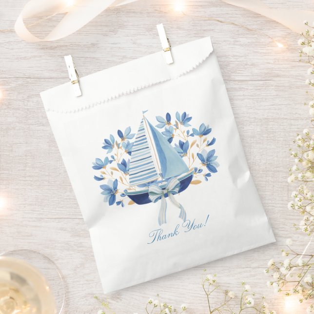 Blue Boats & Bows  Favour Bags (Clipped)