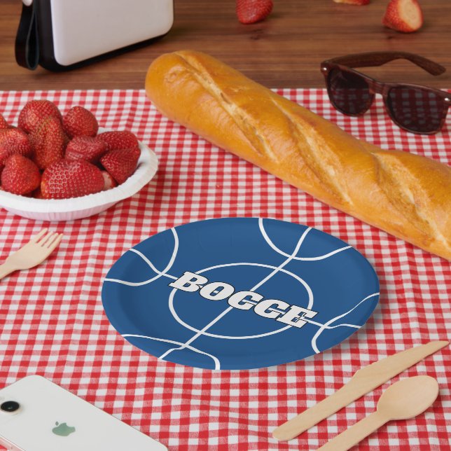 Blue Bocce Ball Game custom paper party plates (Picnic)