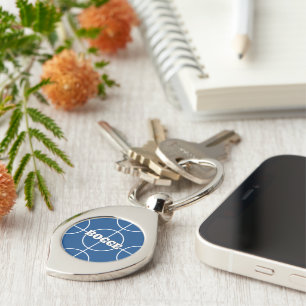 Blue Bocci Ball premium keychain with custom text