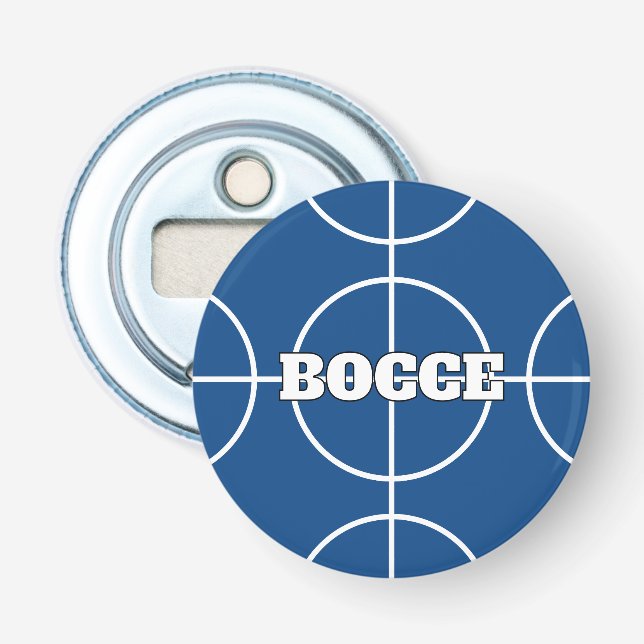 Blue Boccia Ball bottle opener fridge magnet (Front)