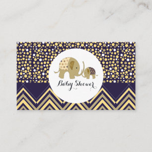 Blue Bohemian Elephant & Chevron Baby Shower Enclosure Card