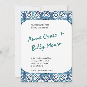 Blue Bohemian Wedding Invitation