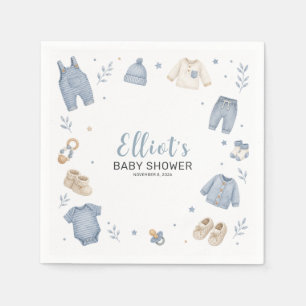 Blue Boho Baby Clothes Baby Shower Paper Napkin