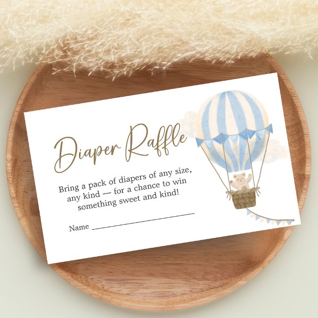 Blue Boho Bear Baby Shower Diaper Raffle Enclosure Card (Oh Baby Bear Baby Shower Diaper Raffle)