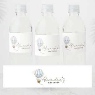 Blue Boho Bear Baby Shower  Water Bottle Label