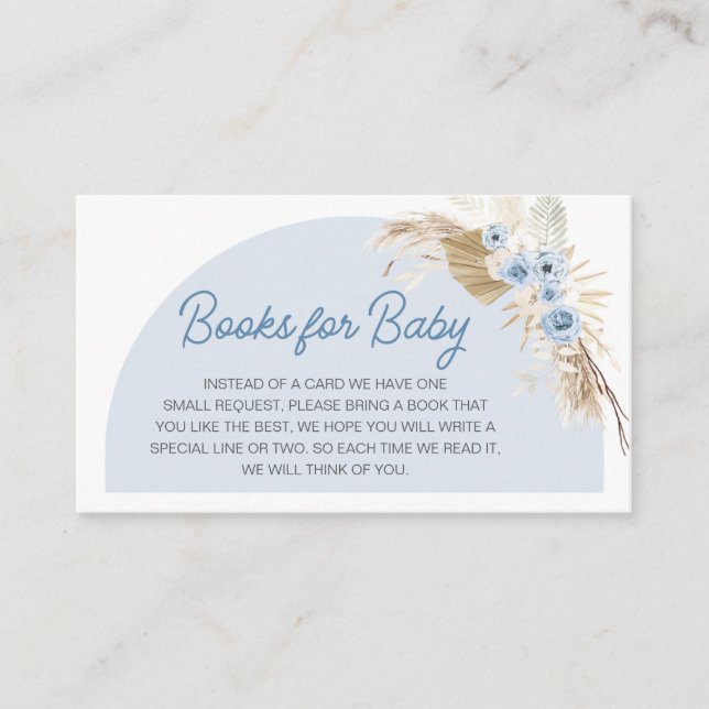 Blue Boho Bearly Wait Baby Shower Books for Baby Enclosure Card (Front)