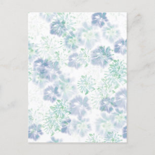 Blue Boho Blooming Flowers Floral Tie Dye Pattern  Postcard