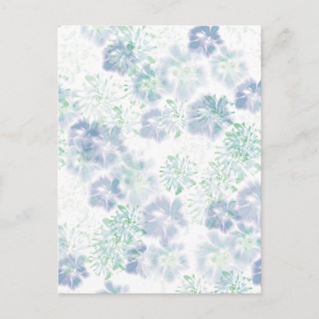 Blue Boho Blooming Flowers Floral Tie Dye Pattern  Postcard (Front)