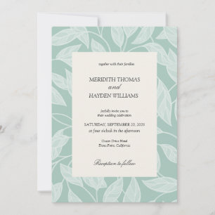 Blue Boho Botanical wedding Invitation