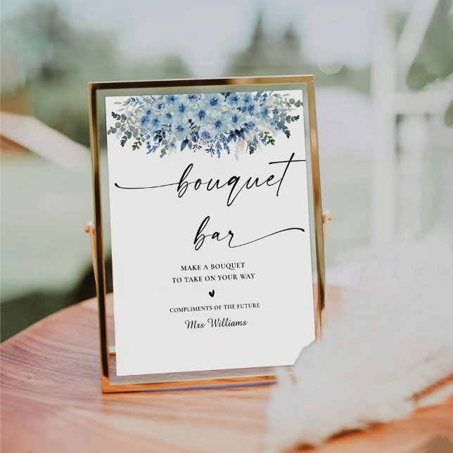 Blue Boho Bridal Shower Bouquet Bar Sign (Creator Uploaded)