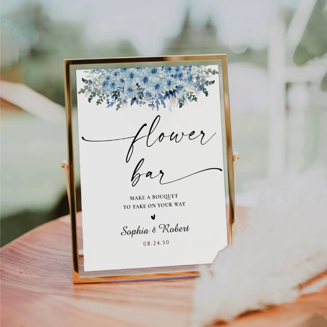 Blue Boho Bridal Shower Flower Bar Sign (Creator Uploaded)