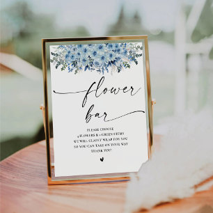Blue Boho Bridal Shower Flower Bar Sign