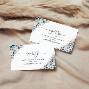Blue Boho Bridal Shower Registry Card