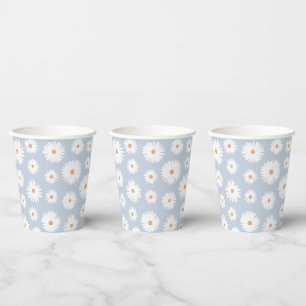 Blue Boho Daisy Birthday Party Paper Cups