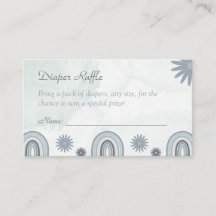 Blue Boho Diaper Raffle Ticket Baby Shower