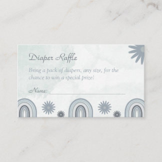 Blue Boho Diaper Raffle Ticket Baby Shower Enclosure Card