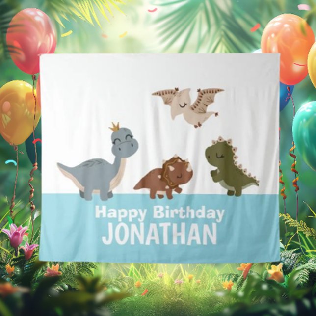 Blue Boho Dinosaur backdrop Tapestry (Transform your space with a stunning blue dinosaur backdrop! )