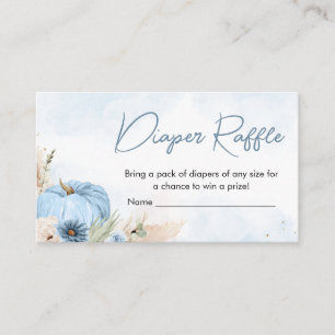 Blue Boho Fall Pumpkin Baby Shower Diaper Raffle Enclosure Card