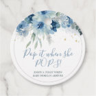 Blue Boho Floral Baby Shower Pop It Favor Tags
