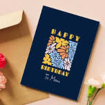 Blue Boho Floral Birthday Card<br><div class="desc">Clean design birthday wish card to mum.
Convey your wishes in an aesthetic manner. 
Change the text of "to Mum" into any other relation of your choice.</div>