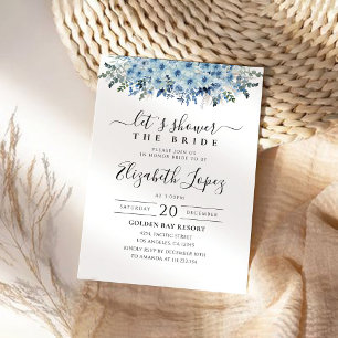 Blue Boho Floral Bridal Shower Invitation