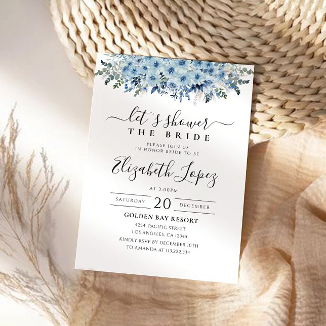 Blue Boho Floral Bridal Shower Invitation (Creator Uploaded)