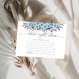 Blue Boho Floral Date Night Ideas Card