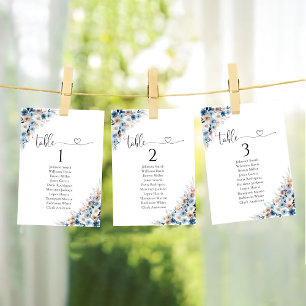 Blue Boho Floral Table Seating Chart Card
