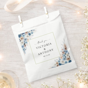 Blue Boho Floral Wedding Favour Bag